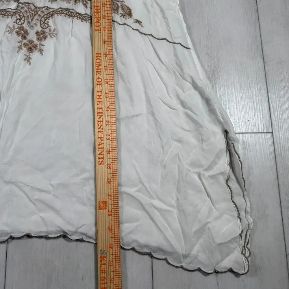 Johnny Was Tunic Blouse Womens Large White Lace Embroidered Sheer Boho Top - Picture 14 of 16